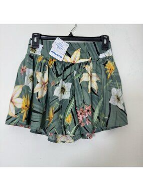 MAYORAL Girls Wide Leg Shorts Size 12 Floral Print Side Zip Adjustable Waist New